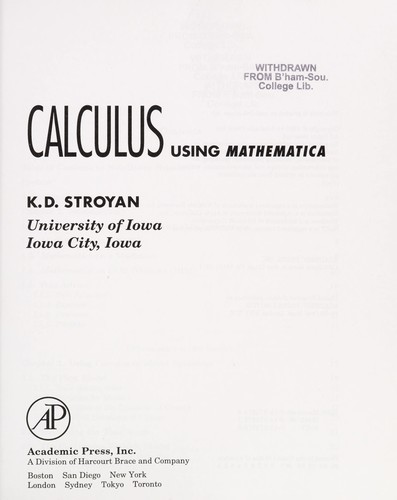 Couverture de Calculus using Mathematica
